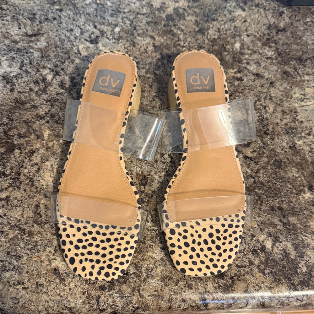 DV by Dolce Vita Clear Strap Leopard Sandals